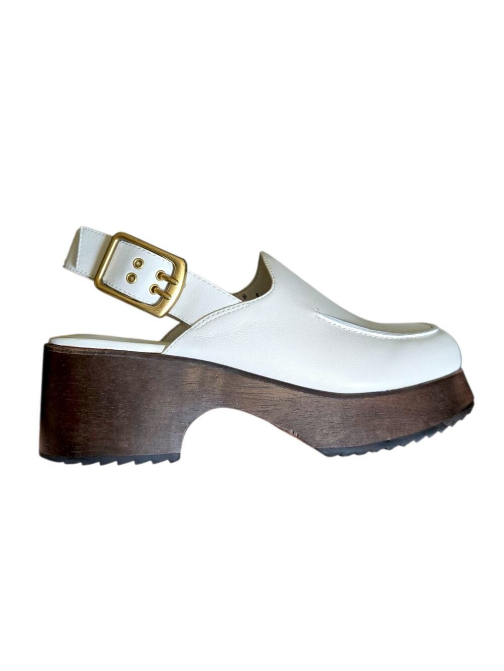Charlotte Stone Carlos Slingback Chunky Platform Clog White Size 8